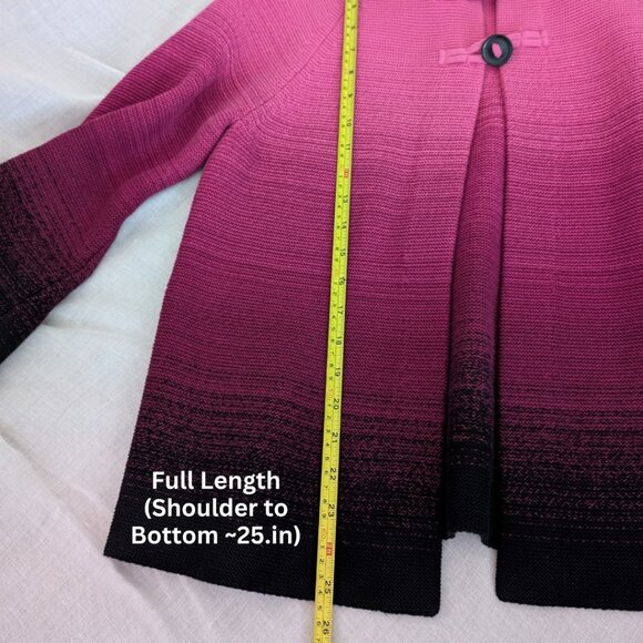 JONES&CO Pink/Black Gradient Sweater 100% Cotton Toggle Closure Women's Size L - Picture 7 of 10